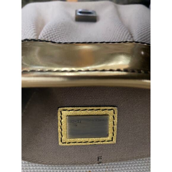 Vintage 00's Fendi Canvas And Gold Patent Leather B. Bag - Picture 6 of 8